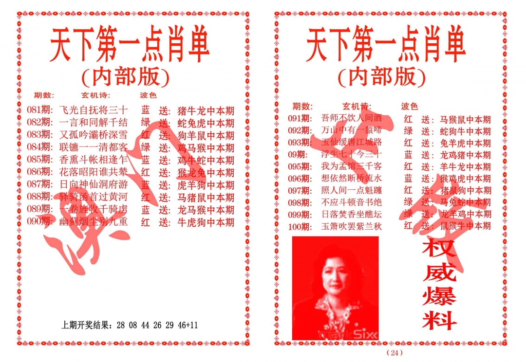 098期天下第一单肖单[图]